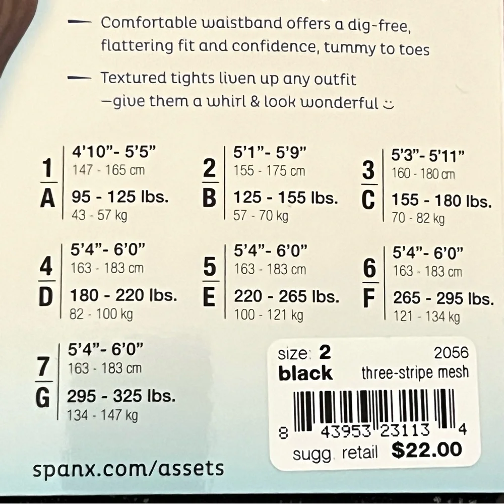 Spanx Assets Red Hot Label Black Textured Three Strip Mesh Shaping Tights Size 2